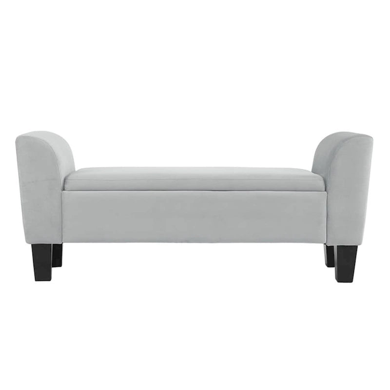 Banc de rangement ottoman en velours rose/gris avec accoudoirs incurvés