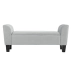 Banc de rangement ottoman en velours rose/gris avec accoudoirs incurvés