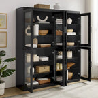 Ensemble de 2 armoires de cuisine avec portes vitrées, noires