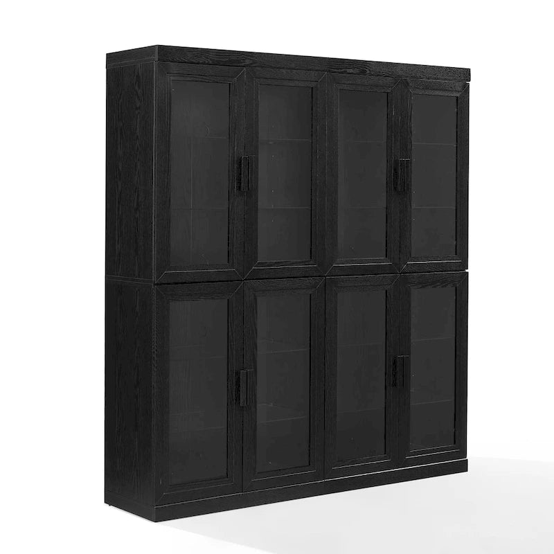 Ensemble de 2 armoires de cuisine avec portes vitrées, noires