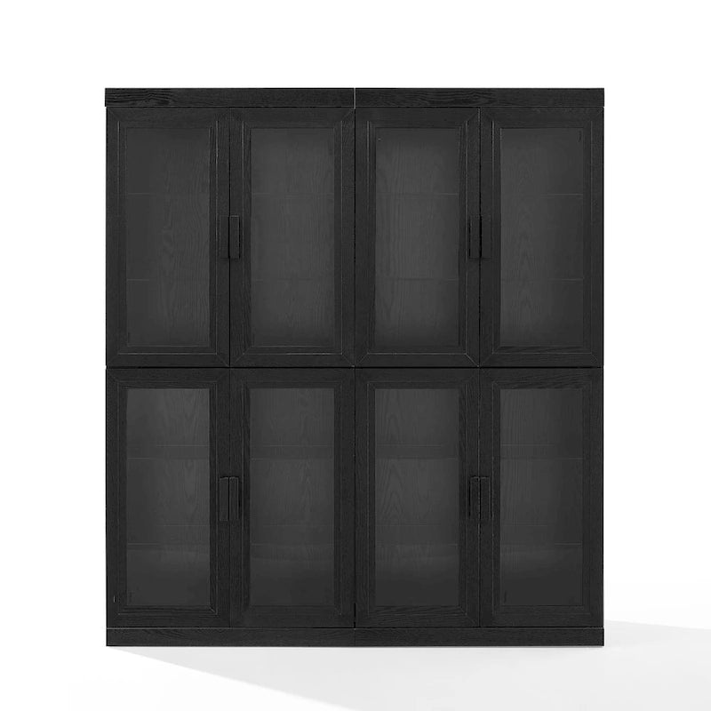 Ensemble de 2 armoires de cuisine avec portes vitrées, noires