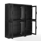 Ensemble de 2 armoires de cuisine avec portes vitrées, noires