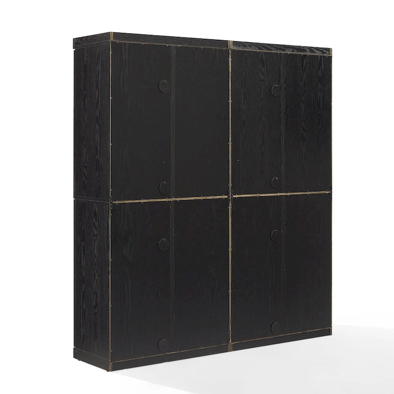 Ensemble de 2 armoires de cuisine avec portes vitrées, noires