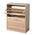Meuble à chaussures marron à 2 portes, pour 1 à 2 personnes
