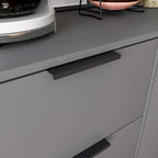 Armoire de rangement mi-siècle gris/bois naturel avec 3 tiroirs et une porte