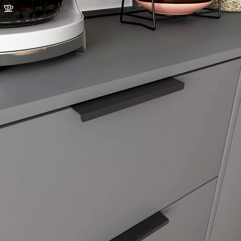 Armoire de rangement mi-siècle gris/bois naturel avec 3 tiroirs et une porte