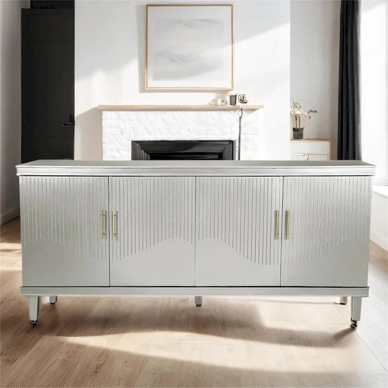 70.07  Wood Storage Cabinet with 4 Doors and Adjustable Shelves