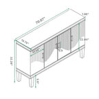 Armoire de rangement en bois à 4 portes bleu/champagne avec étagères réglables