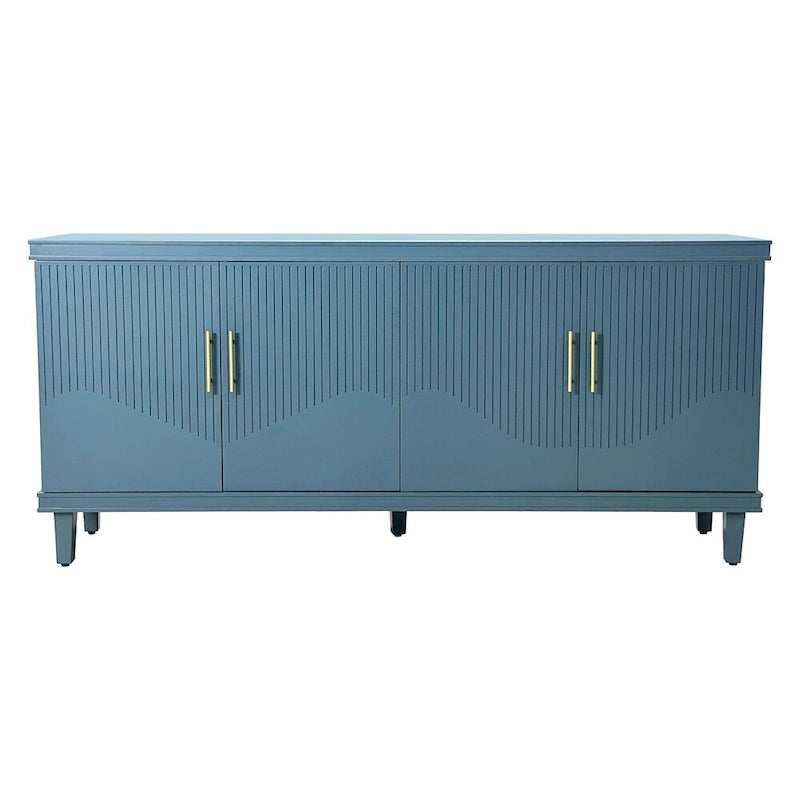 Armoire de rangement en bois à 4 portes bleu/champagne avec étagères réglables
