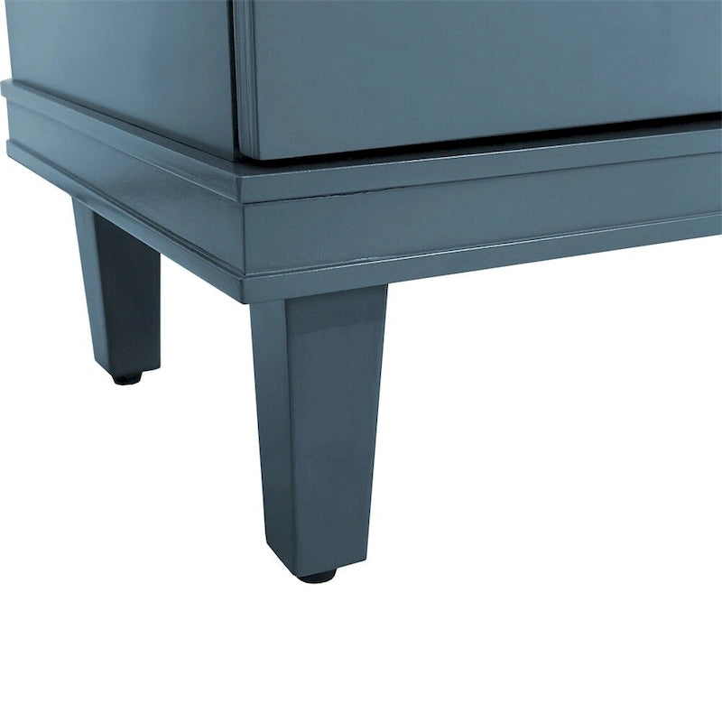 Armoire de rangement en bois à 4 portes bleu/champagne avec étagères réglables