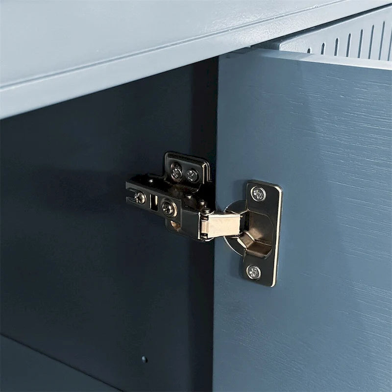 Armoire de rangement en bois à 4 portes bleu/champagne avec étagères réglables