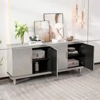 Armoire de rangement en bois à 4 portes bleu/champagne avec étagères réglables