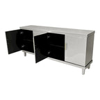 Armoire de rangement en bois à 4 portes bleu/champagne avec étagères réglables