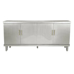 Armoire de rangement en bois à 4 portes bleu/champagne avec étagères réglables