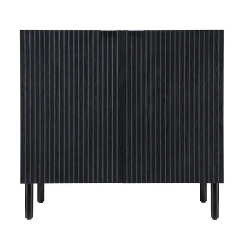 Armoire 2 portes noire et marron clair, style moderne, dessus en MDF