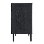 Armoire 2 portes noire et marron clair, style moderne, dessus en MDF