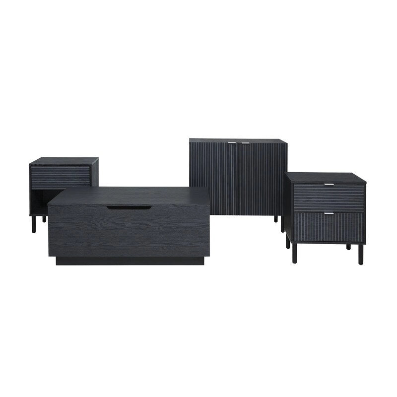 Armoire 2 portes noire et marron clair, style moderne, dessus en MDF