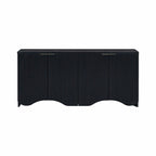 Armoire de rangement à quatre portes à rayures ondulées bleu marine / blanc / noir