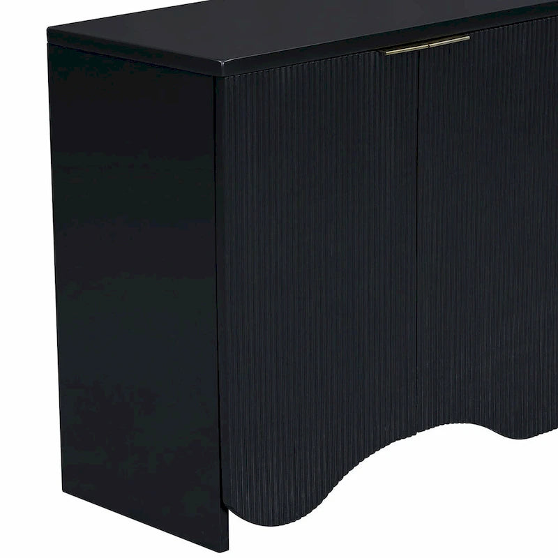 Armoire de rangement à quatre portes à rayures ondulées bleu marine / blanc / noir