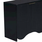 Armoire de rangement à quatre portes à rayures ondulées bleu marine / blanc / noir
