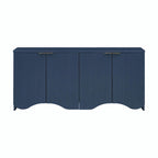 Armoire de rangement à quatre portes à rayures ondulées bleu marine / blanc / noir