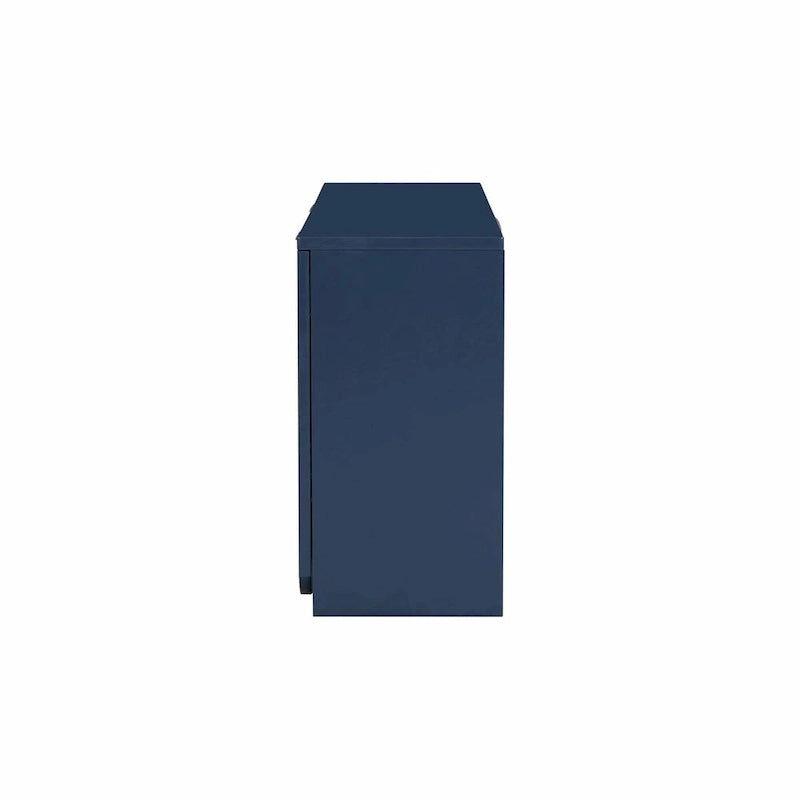 Armoire de rangement à quatre portes à rayures ondulées bleu marine / blanc / noir
