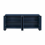Armoire de rangement à quatre portes à rayures ondulées bleu marine / blanc / noir