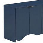 Armoire de rangement à quatre portes à rayures ondulées bleu marine / blanc / noir