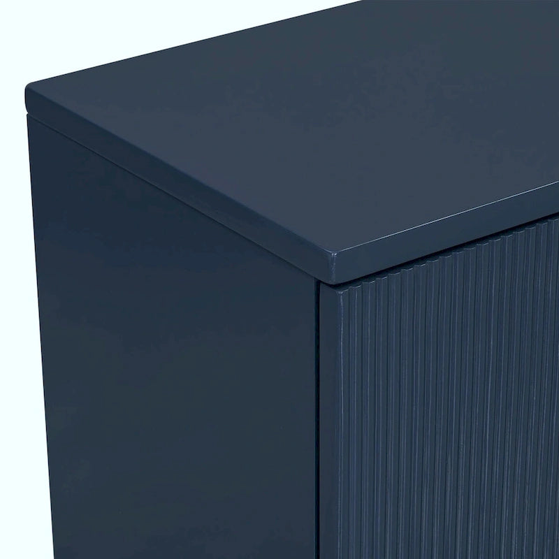 Armoire de rangement à quatre portes à rayures ondulées bleu marine / blanc / noir