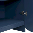 Armoire de rangement à quatre portes à rayures ondulées bleu marine / blanc / noir
