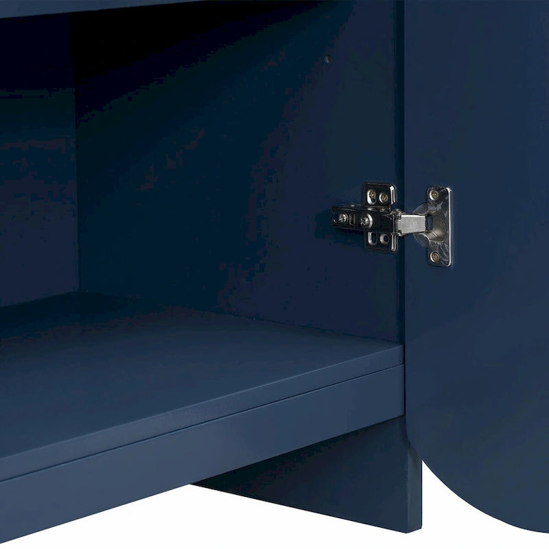 Armoire de rangement à quatre portes à rayures ondulées bleu marine / blanc / noir