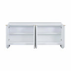 Armoire de rangement à quatre portes à rayures ondulées bleu marine / blanc / noir