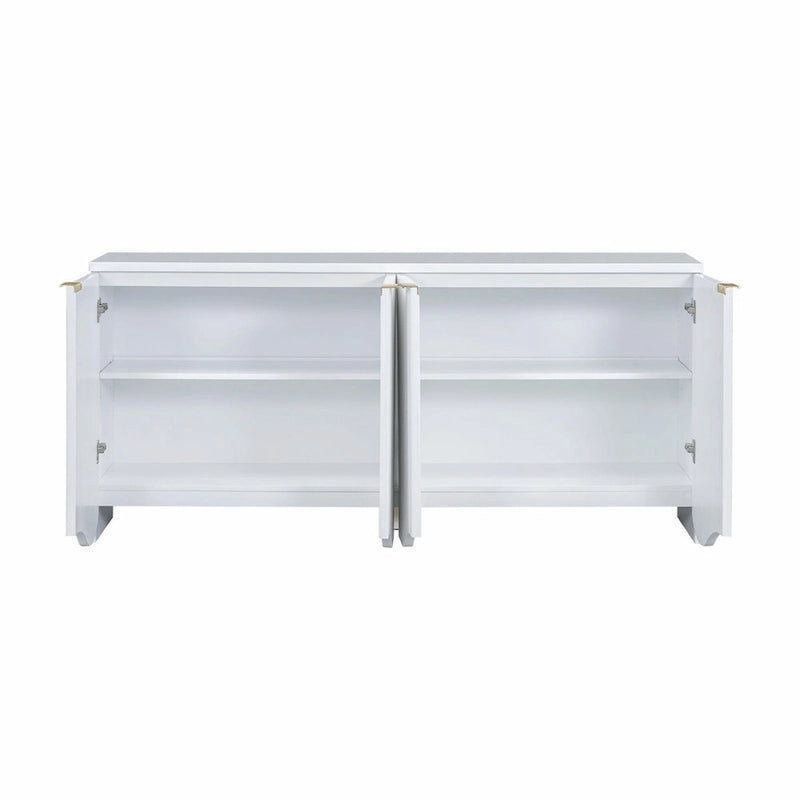 Armoire de rangement à quatre portes à rayures ondulées bleu marine / blanc / noir
