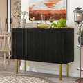 Buffet 3 portes noir/blanc avec étagères réglables et pieds en métal doré