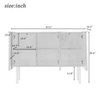 Buffet 3 portes noir/blanc avec étagères réglables et pieds en métal doré