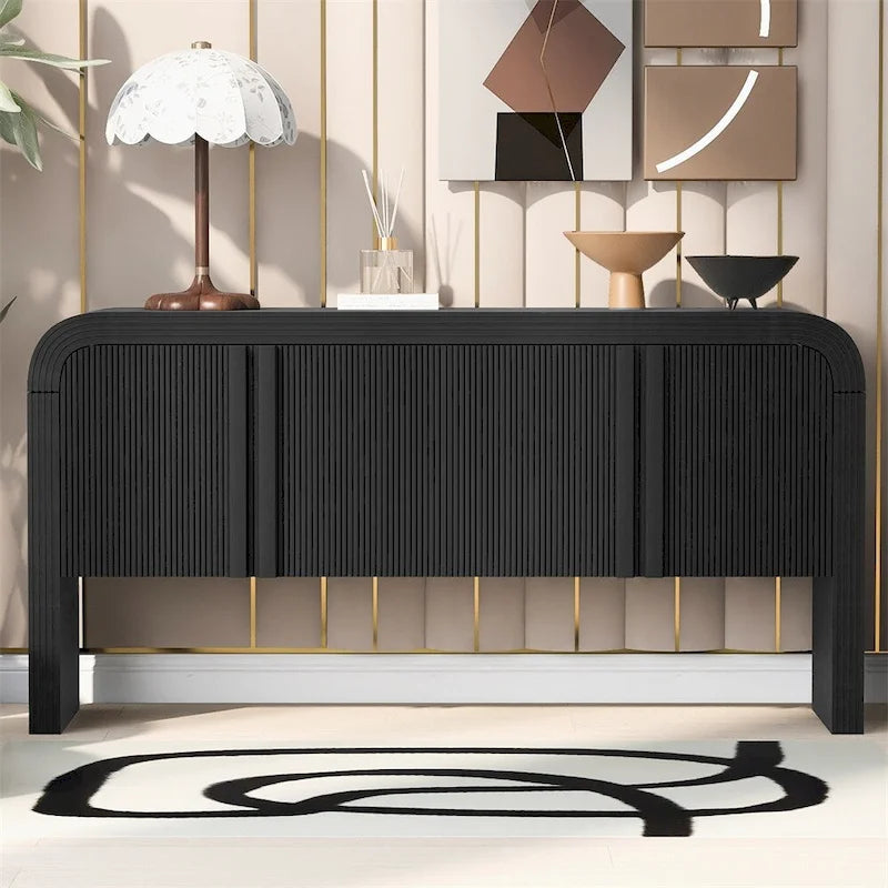 Armoire de rangement à rayures avec 4 portes, réglable