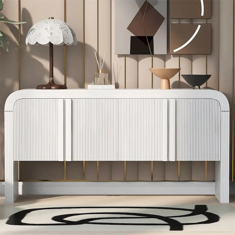 Armoire de rangement à rayures avec 4 portes, réglable