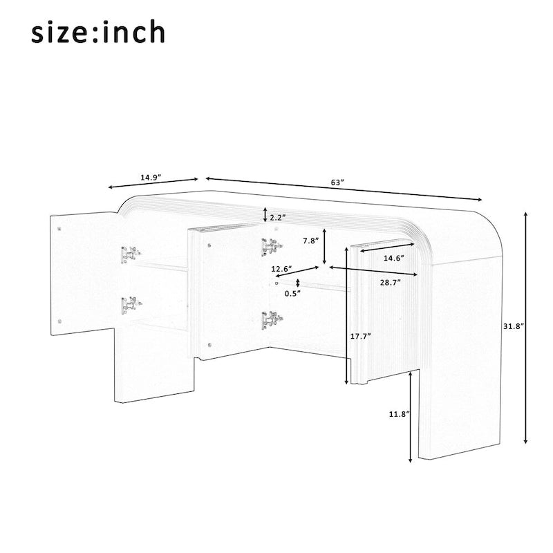 Armoire de rangement à rayures avec 4 portes, réglable