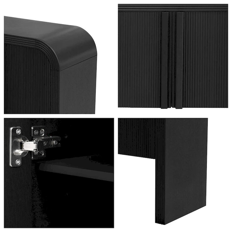 Armoire de rangement à rayures avec 4 portes, réglable