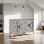 Buffet de ferme gris avec 4 portes coulissantes, 2 étagères réglables