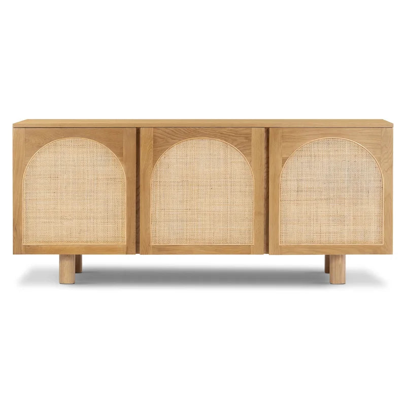 Buffet en chêne naturel à 3 portes et cannage