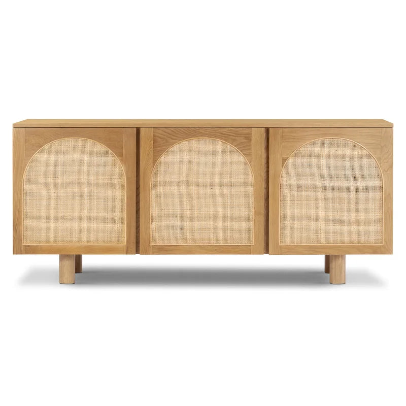 Buffet en chêne naturel à 3 portes et cannage