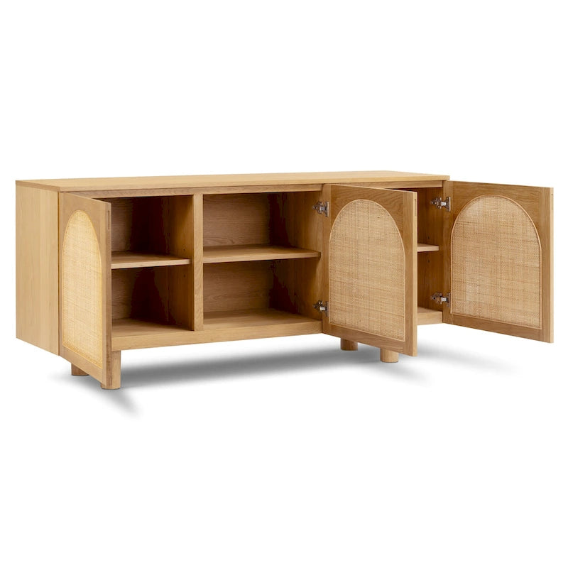 Buffet en chêne naturel à 3 portes et cannage