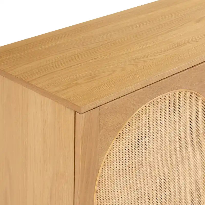 Buffet en chêne naturel à 3 portes et cannage