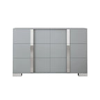 Commode moderne 6 tiroirs Noyer / Blanc avec miroir pour chambre et salon