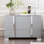 Commode moderne 6 tiroirs Noyer / Blanc avec miroir pour chambre et salon