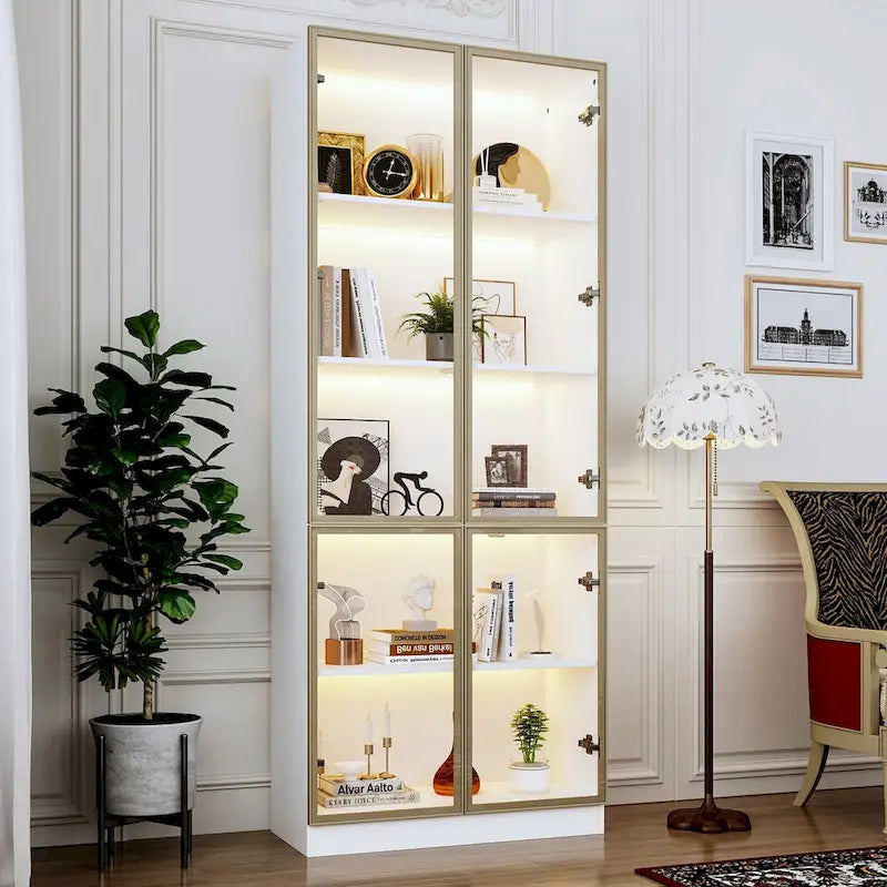 Vitrine d'affichage modulaire haute noire avec LED, 1 personne