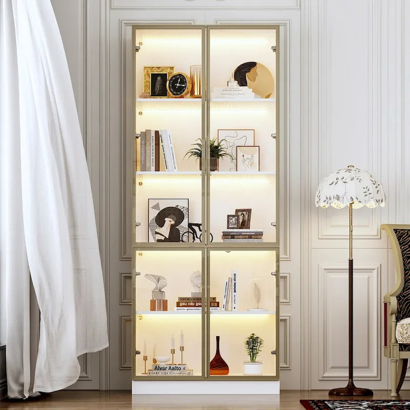 Vitrine d'affichage modulaire haute noire avec LED, 1 personne