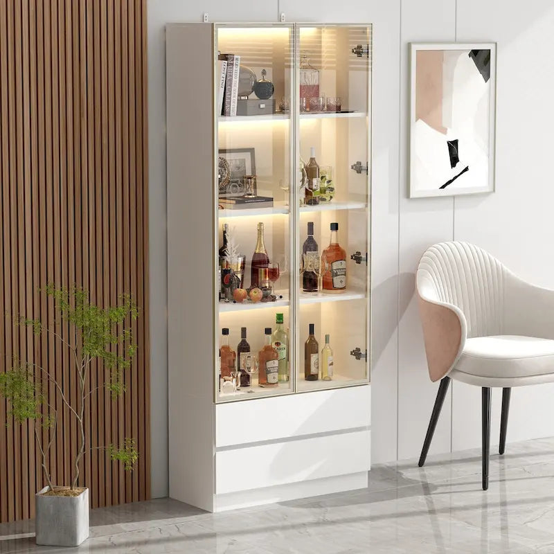Vitrine d'affichage modulaire haute noire avec LED, 1 personne