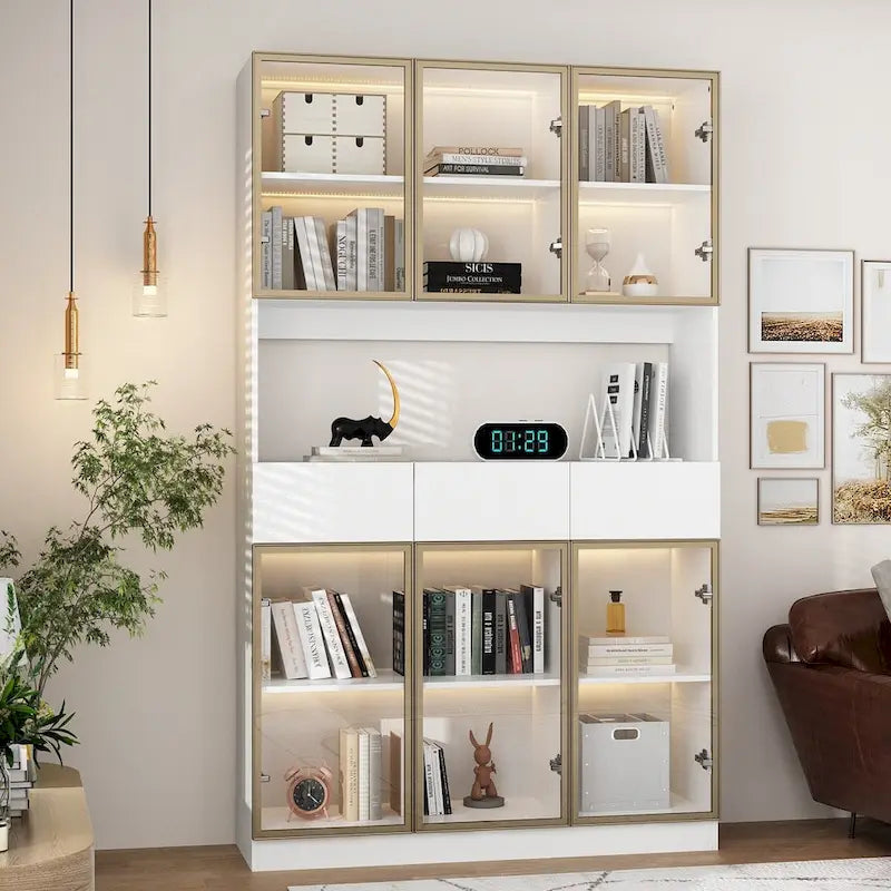 Vitrine d'affichage modulaire haute noire avec LED, 1 personne